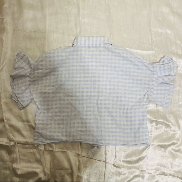 Cupcakes‎ And Cashmere Womens Blue And White Plaid Tie Front Sunnie Top Size L - Picture 3 of 5